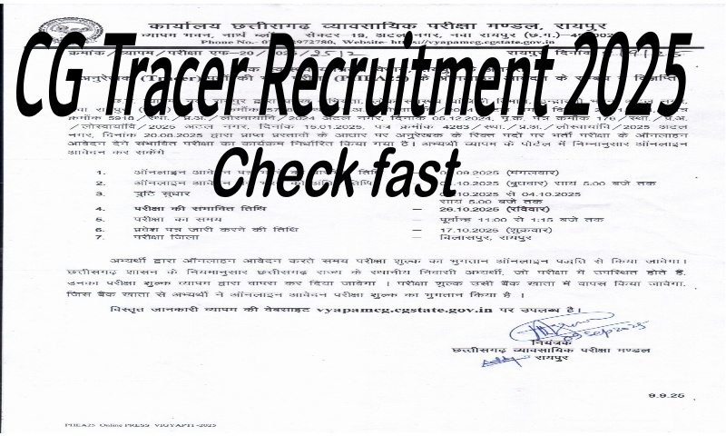 CG Tracer Recruitment 2025